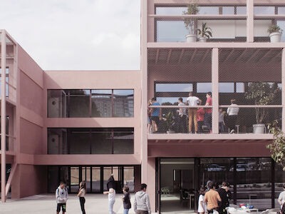 Die Enrico Fermi Schule in Turin, nominiert für den Preis „Emerging Architecture 2022“. Die Architektur stammt von BDR Bureau. Foto: Copyright BDR Bureau