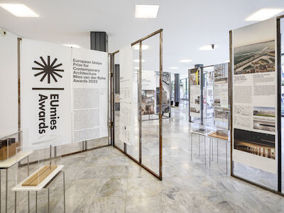 Die Ausstellung zum Mies van der Rohe Award 2022 im LVR-Landeshaus in Köln, 11. Juni - 13 Juli 2022, präsentiert vom Museum der Baukultur NRW. Foto: Claudia Dreyße