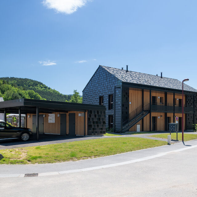 Sozialer Wohnungsbau in Plainfaing, Vosges, Frankreich.