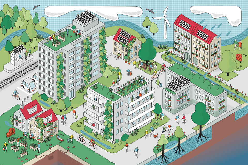 Die Projektgrafik von „Grüne Städte und Regionen“.