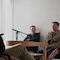 Eröffneten die Salongespräche (von links): Florian Kluge (Alanus Hochschule), Peter Köddermann (Baukultur NRW), Daniel Lohmann im Pehnthaus in Köln am 20. April 2023. Foto: Clara Grothkopp