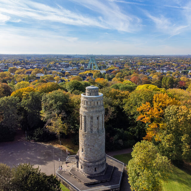 Der Bismarckturm im Stadtpark Bochum, der Teil der IGA 2027 sein wird.