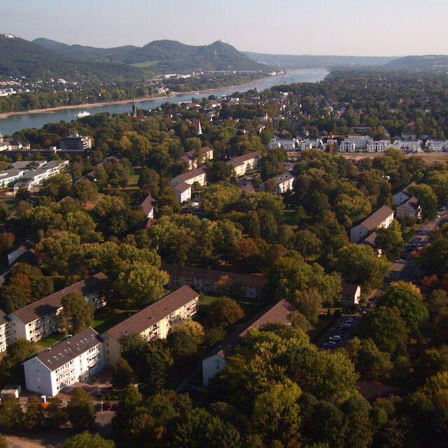 Luftbild der Amerikanischen Siedlung in Bonn-Plittersdorf.