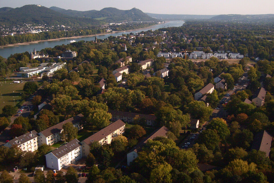 Luftbild der Amerikanischen Siedlung in Bonn-Plittersdorf.