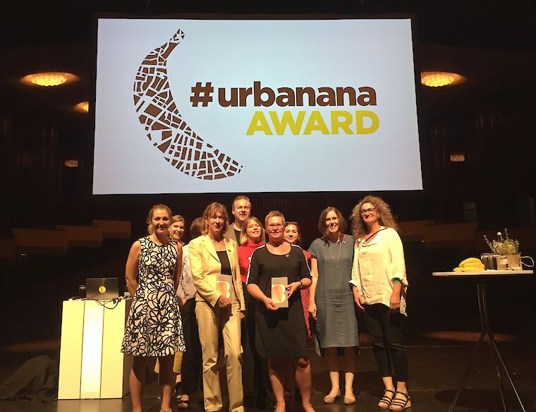 Das Team der Big Beautiful Buildings Kampagne gewinnt den #urbanana Award 2019. Foto: Theresa Schelling