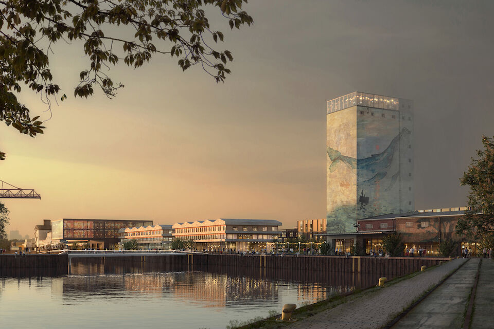 Entwurf der Kopenhagener Architekten COBE für die Hafenpromenade in Dortmund.